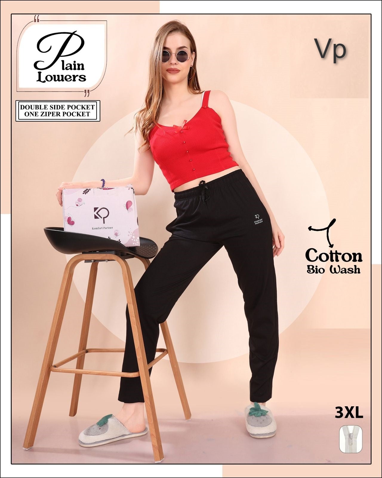 Plain 0409 Vp Cotton Biowashed Women Night Lower Wholesaler Gujarat