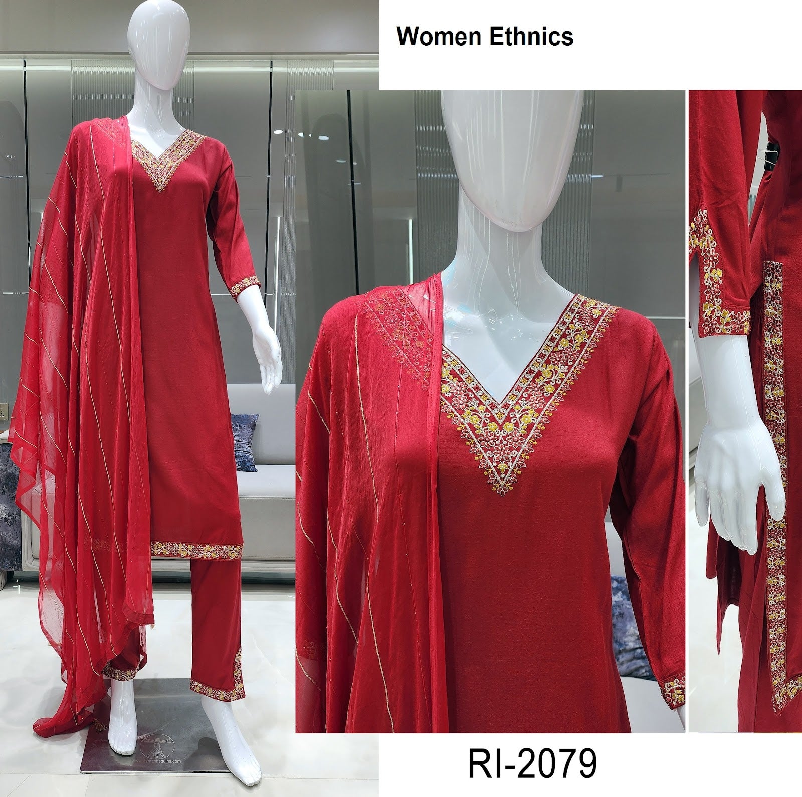 Plain 0506 Women Ethnics Reyon Readymade Pant Style Suits Wholesale Rate