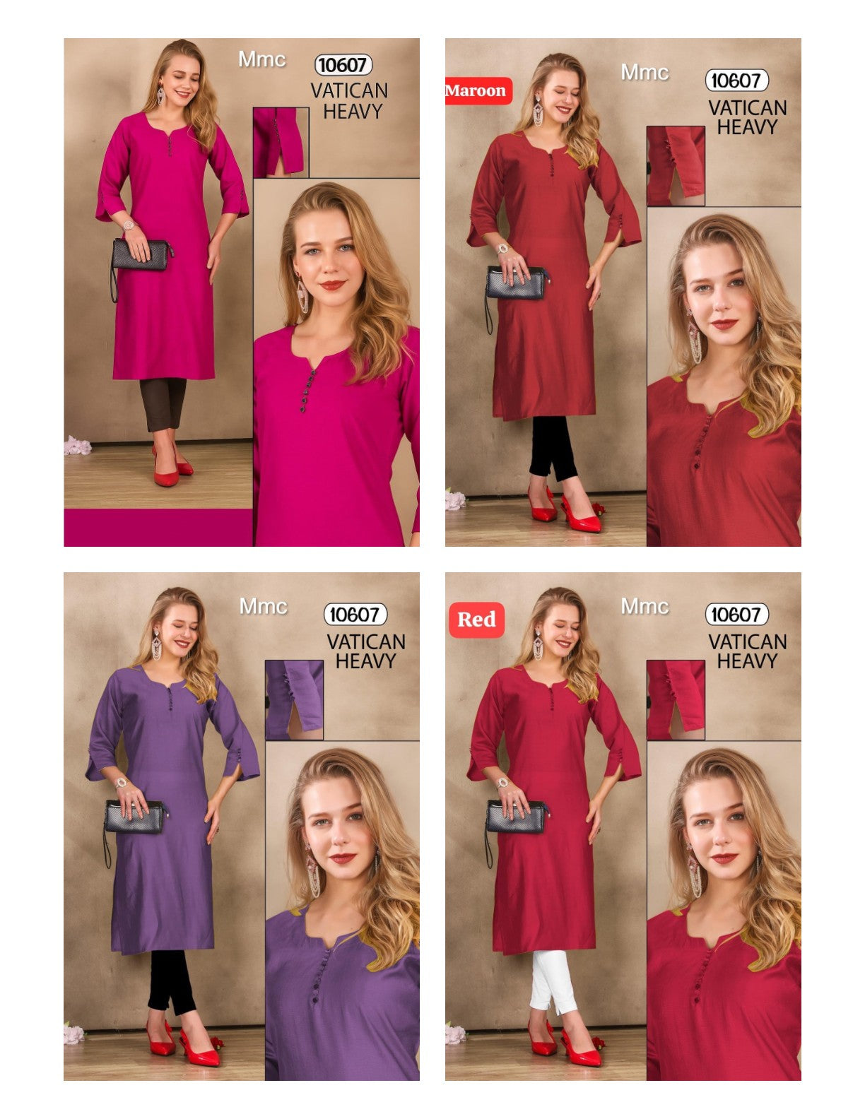 Plain 051225 Mmc Vatican Long Straight Kurti Exporter