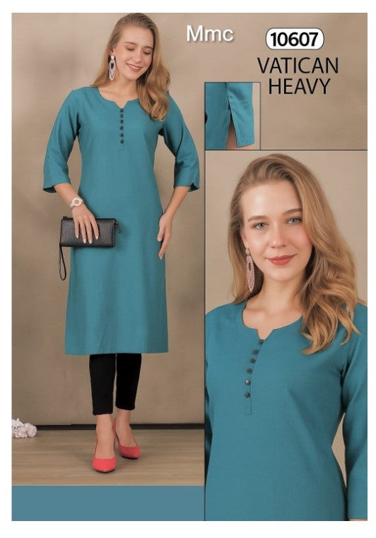 Plain 051225 Mmc Vatican Long Straight Kurti Exporter