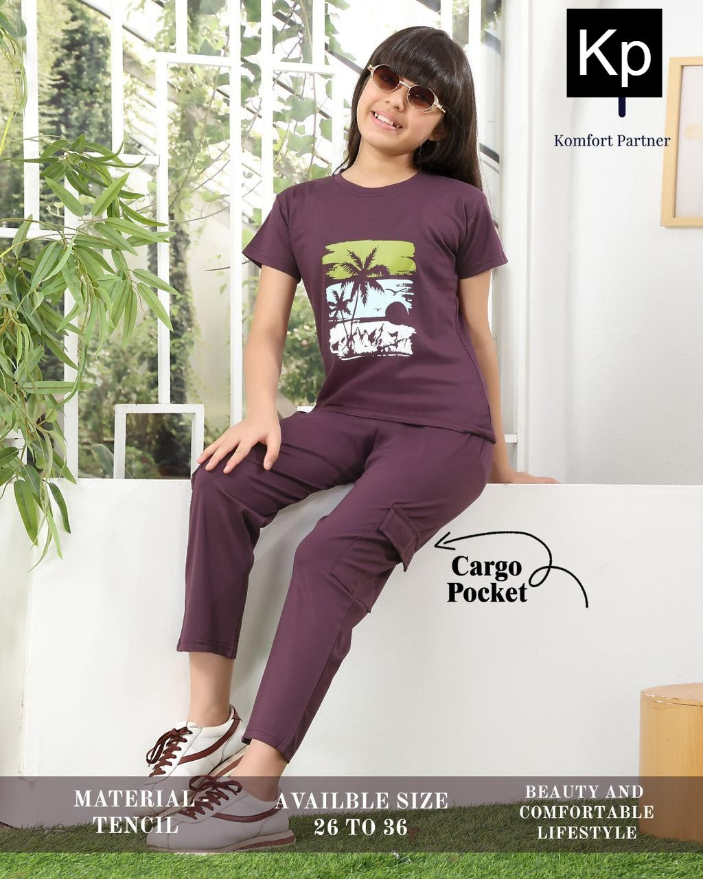 Plain 070326 Kp Tencil Girls Cargo Set Manufacturer
