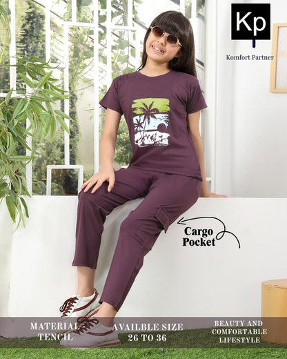 Plain 070326 Kp Tencil Girls Cargo Set Manufacturer