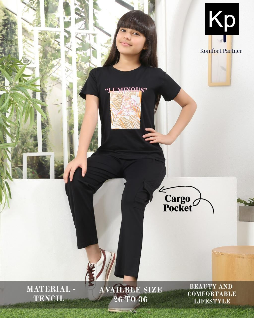 Plain 070326 Kp Tencil Girls Cargo Set Manufacturer
