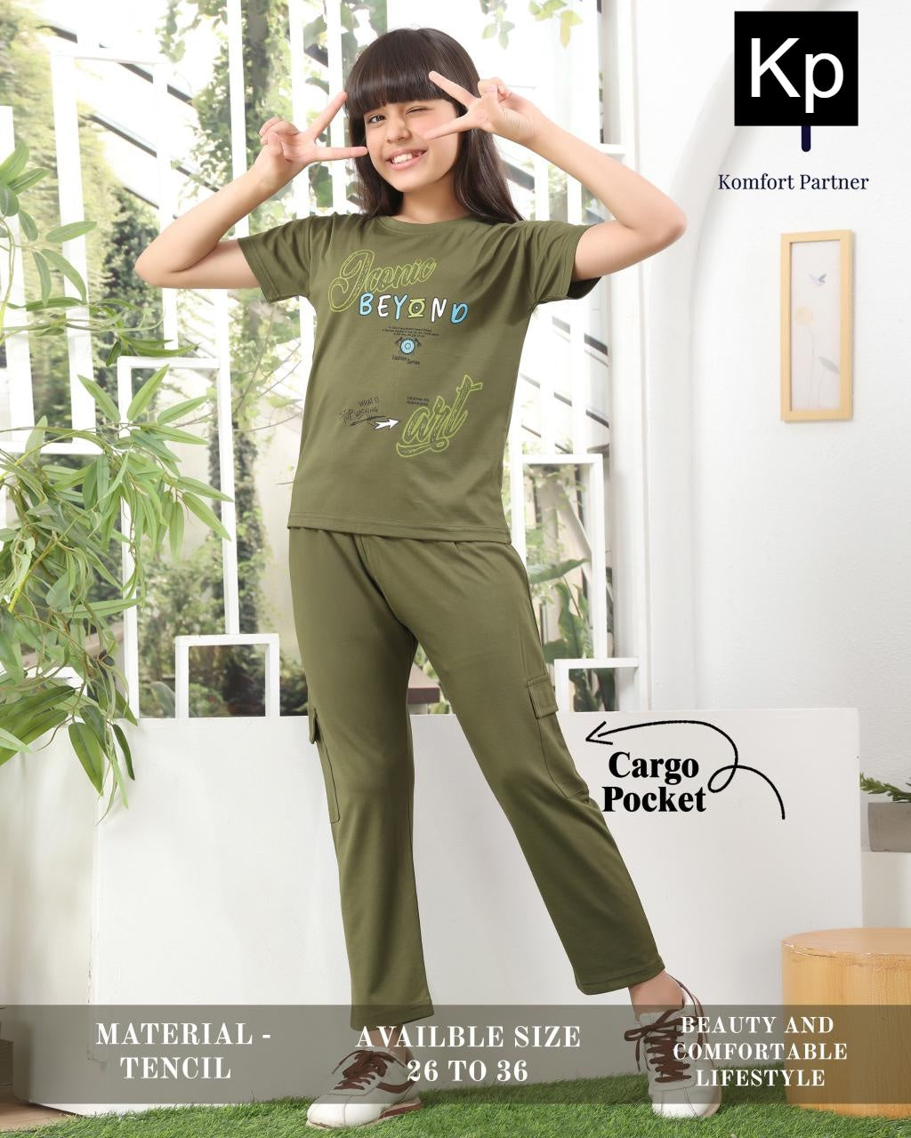 Plain 070326 Kp Tencil Girls Cargo Set Manufacturer