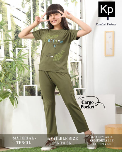 Plain 070326 Kp Tencil Girls Cargo Set Manufacturer