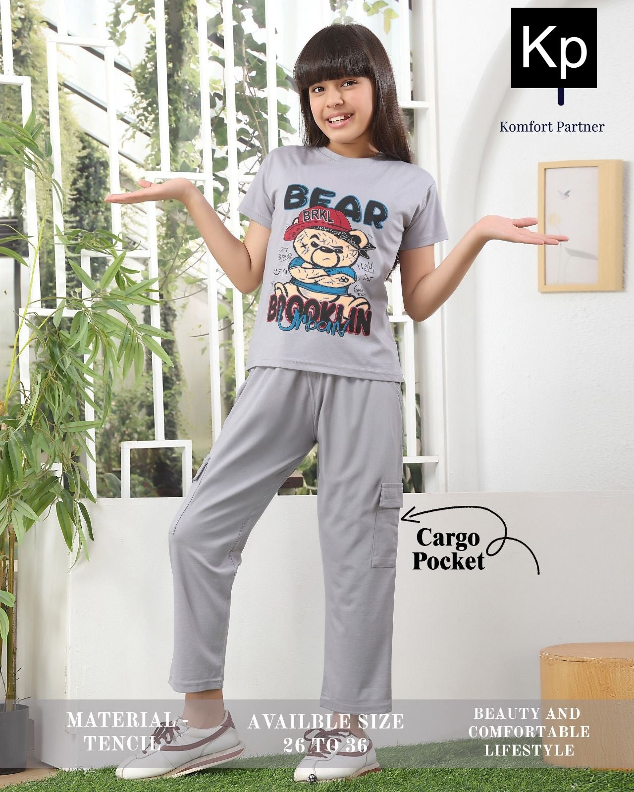 Plain 070326 Kp Tencil Girls Cargo Set Manufacturer