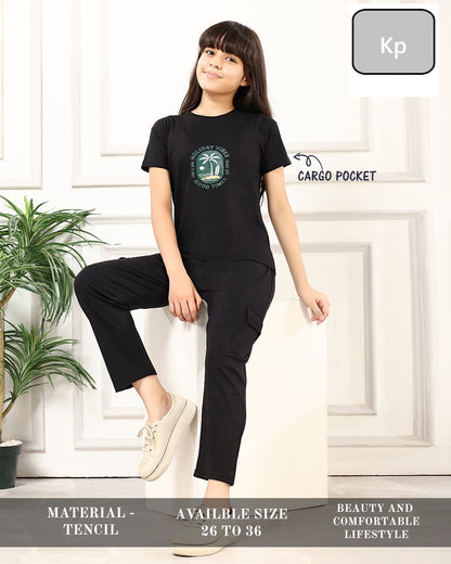 Plain 090626 Kp Tencil Girls Cargo Set Wholesale
