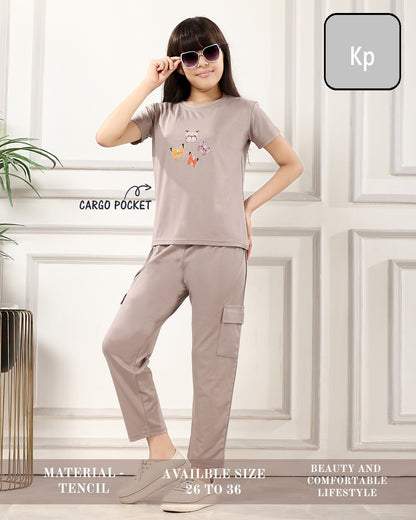 Plain 090626 Kp Tencil Girls Cargo Set Wholesale