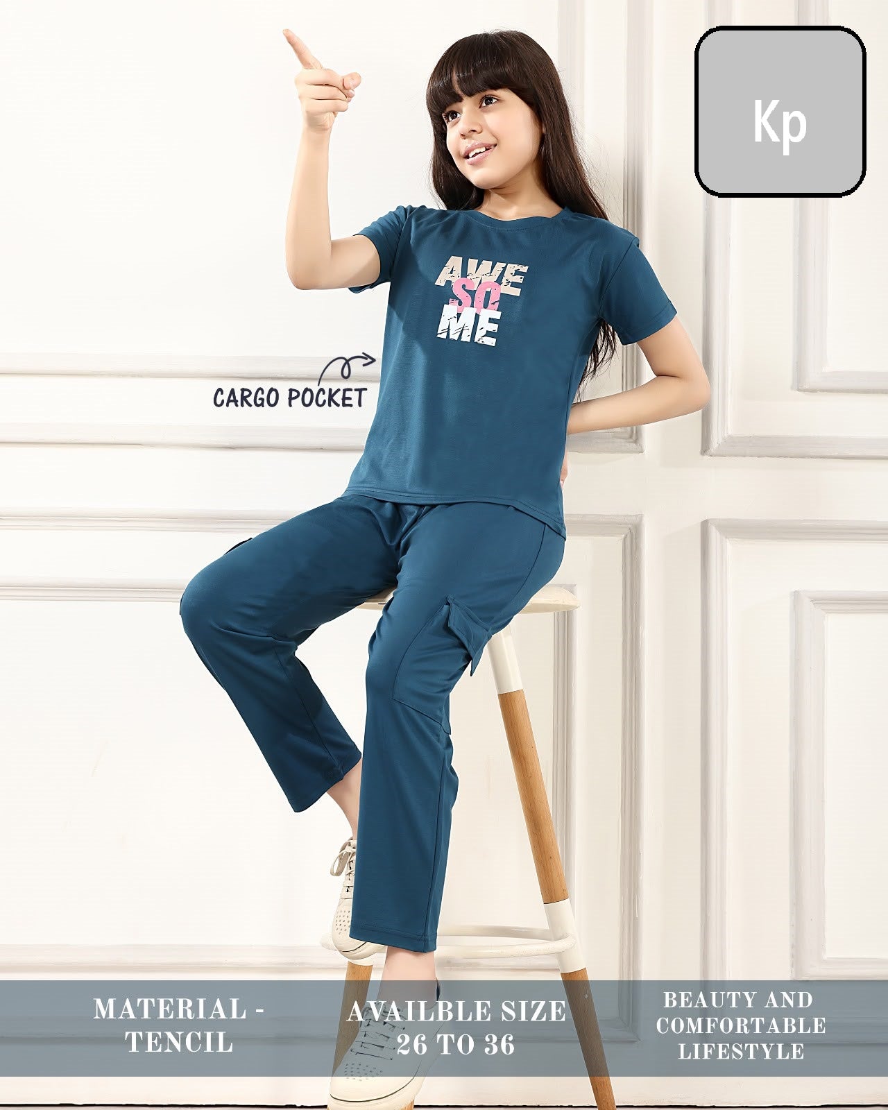 Plain 090626 Kp Tencil Girls Cargo Set Wholesale