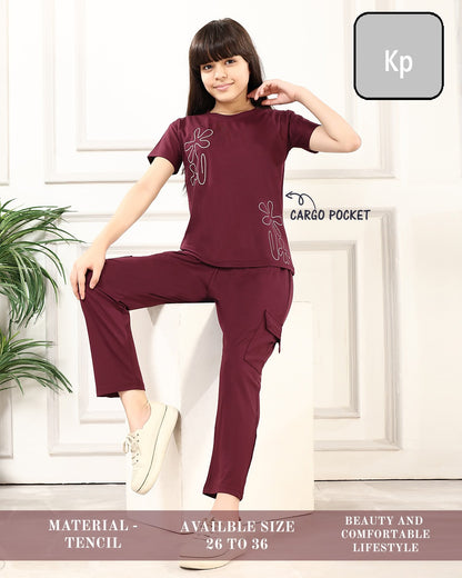 Plain 090626 Kp Tencil Girls Cargo Set Wholesale