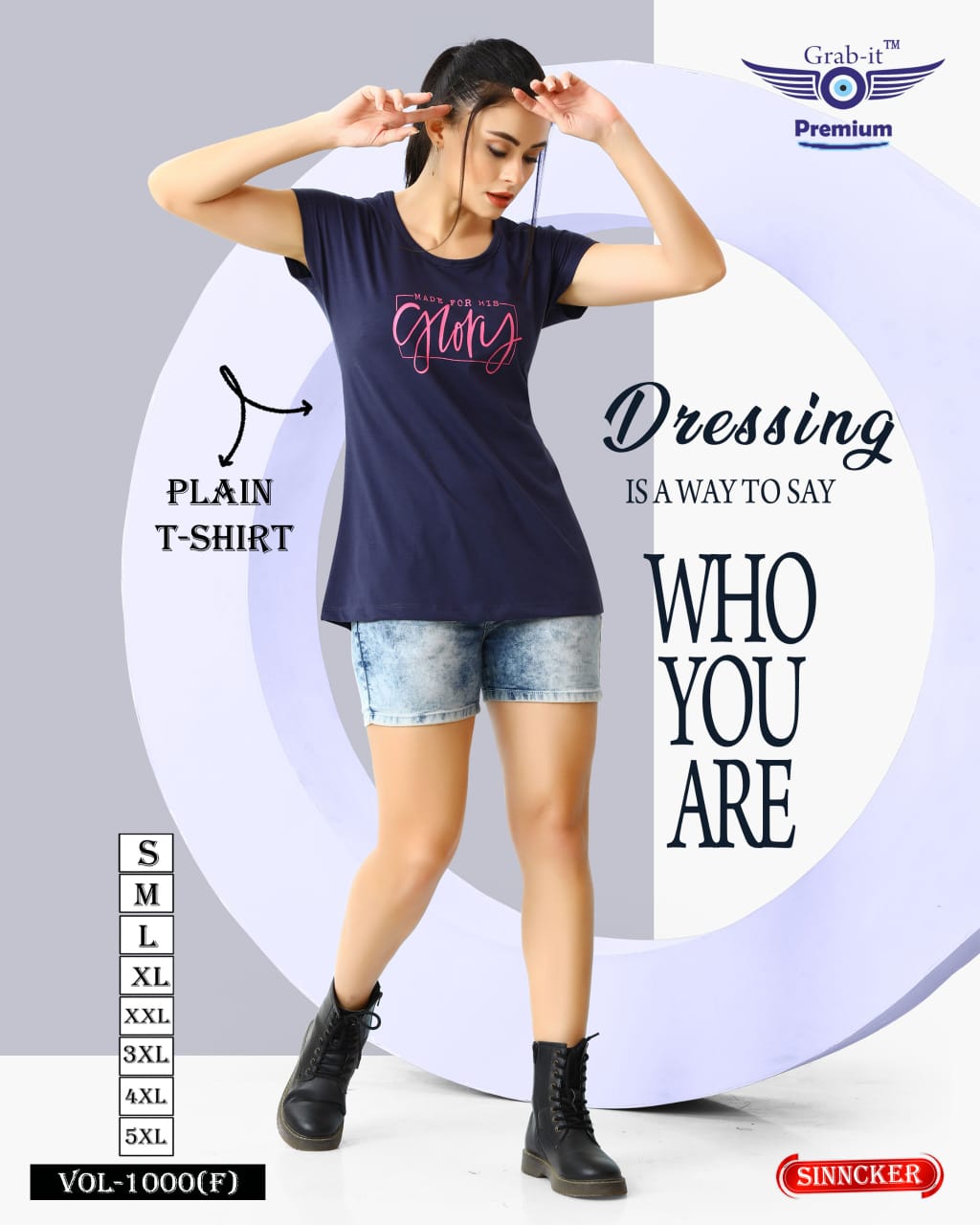 Plain 1000 F Grab It Sinker Women Tshirt Manufacturer
