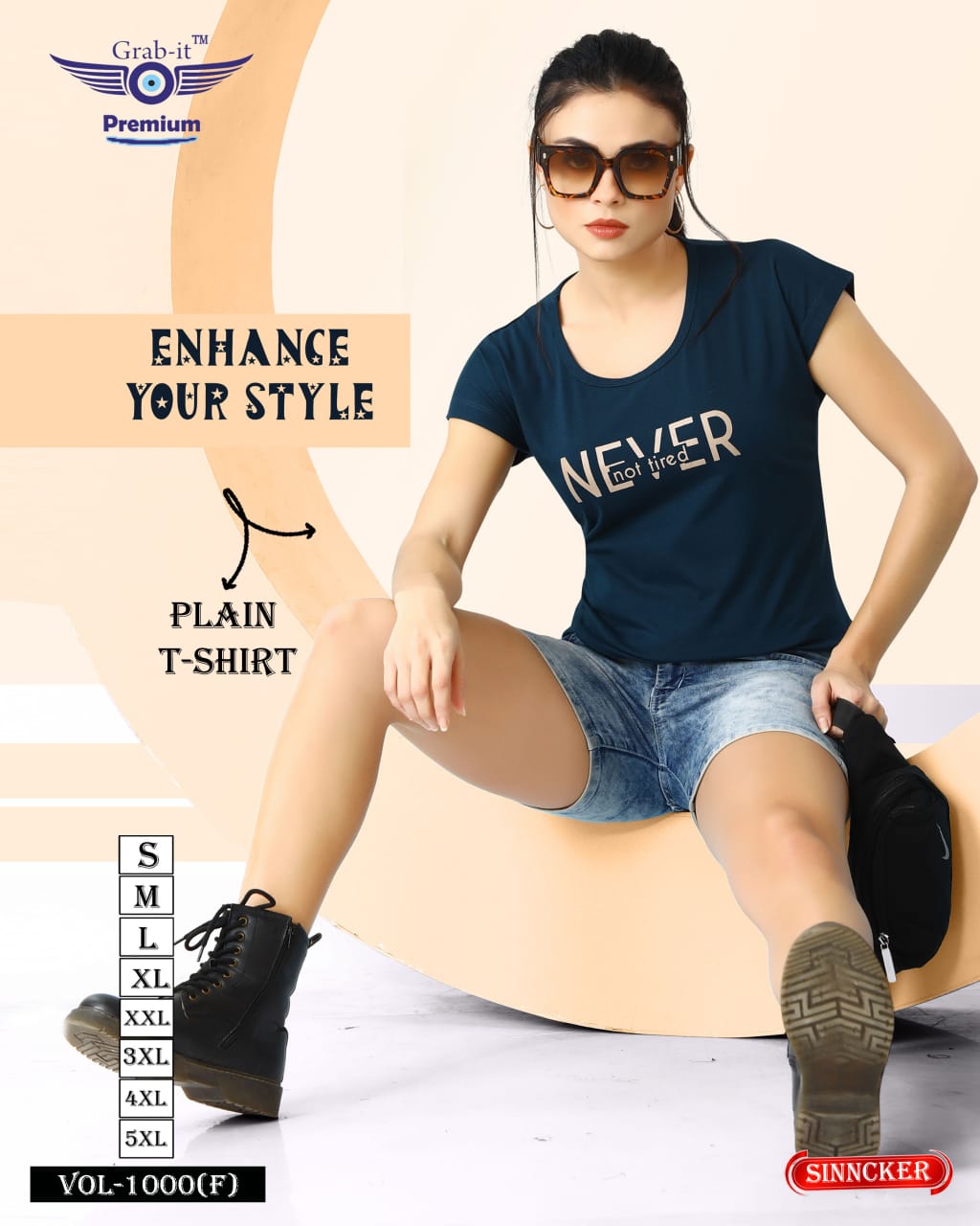 Plain 1000 F Grab It Sinker Women Tshirt Manufacturer