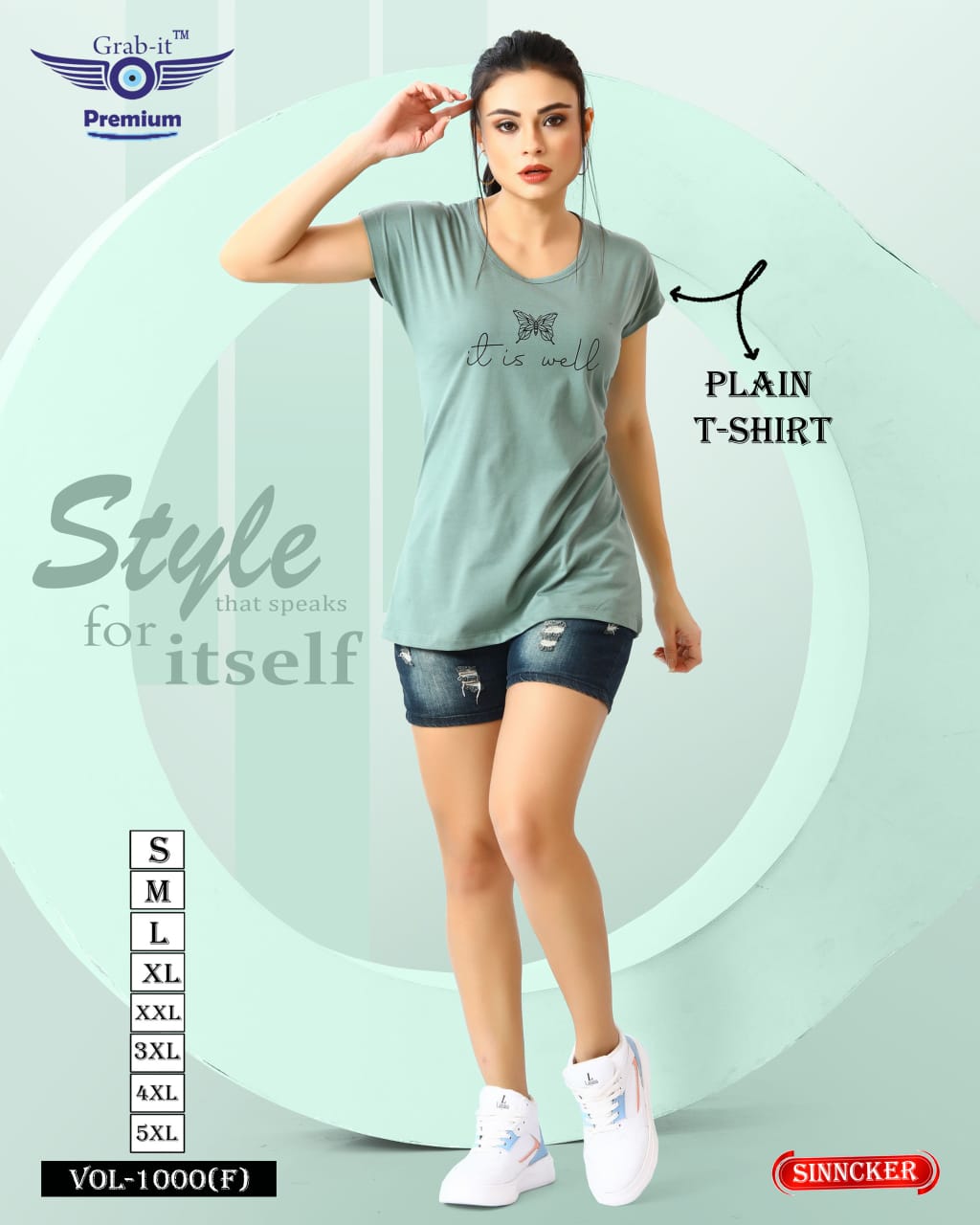 Plain 1000 F Grab It Sinker Women Tshirt Manufacturer