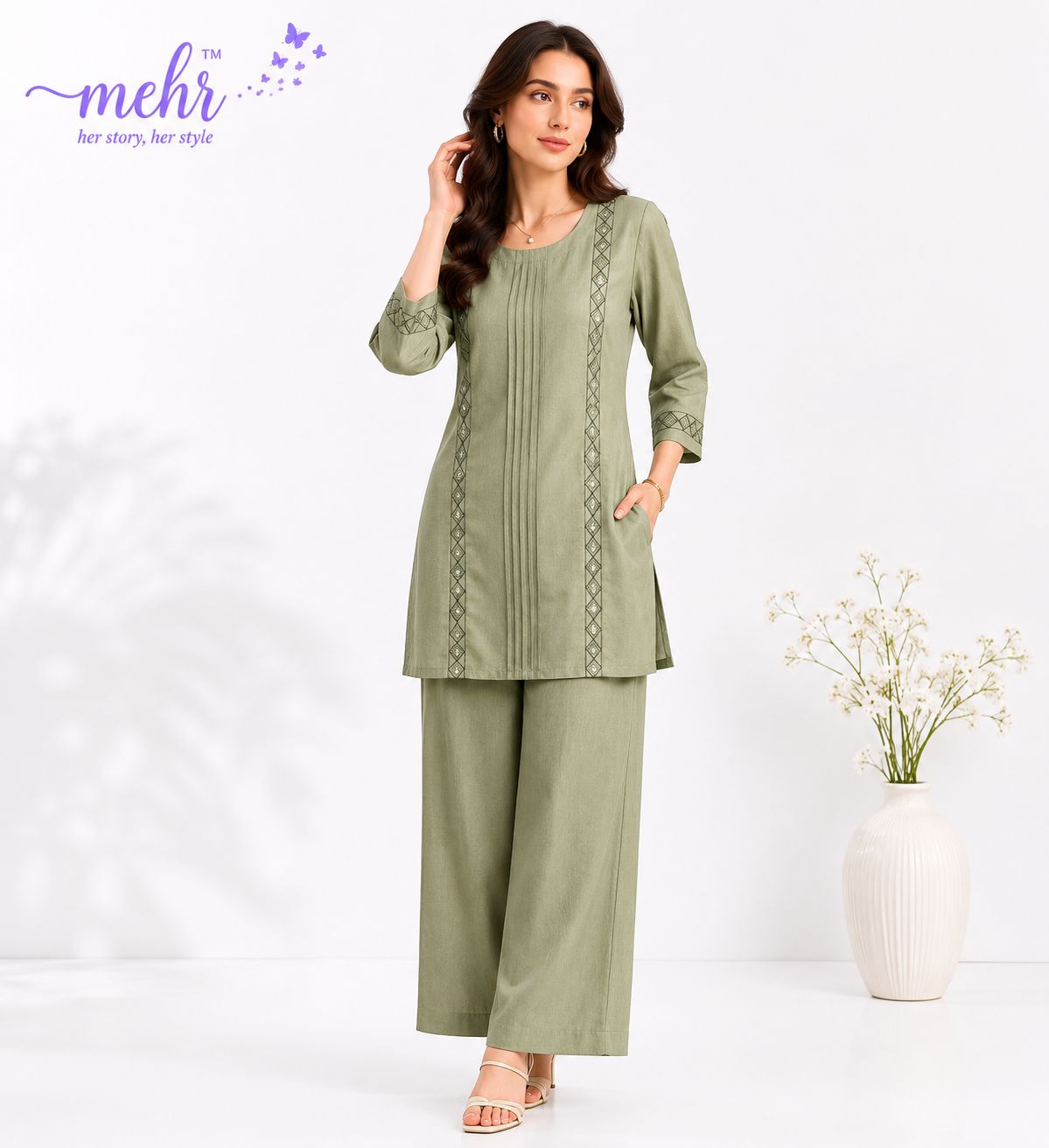 Plain 100726 Mehr Hinaya Vatican Silk Co Ord Set Wholesale