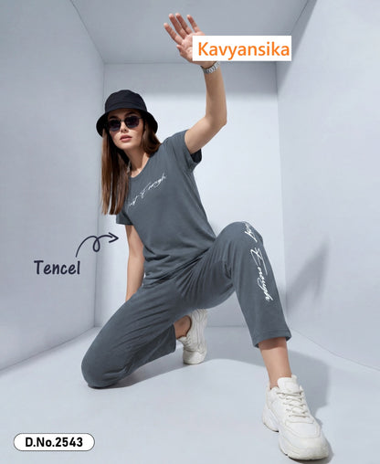 Plain 130526 Kavyansika Tencil Pyjama Night Suits Wholesaler