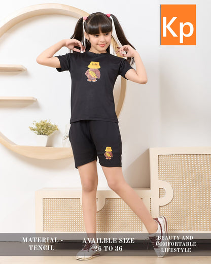 Plain 130526 Kp Tencil Girls Shorts Set Wholesale Rate