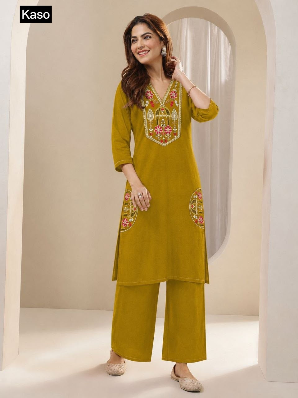 Plain 130626 Kaso Dhabu Cotton Kurti Plazzo Set Manufacturer Gujarat