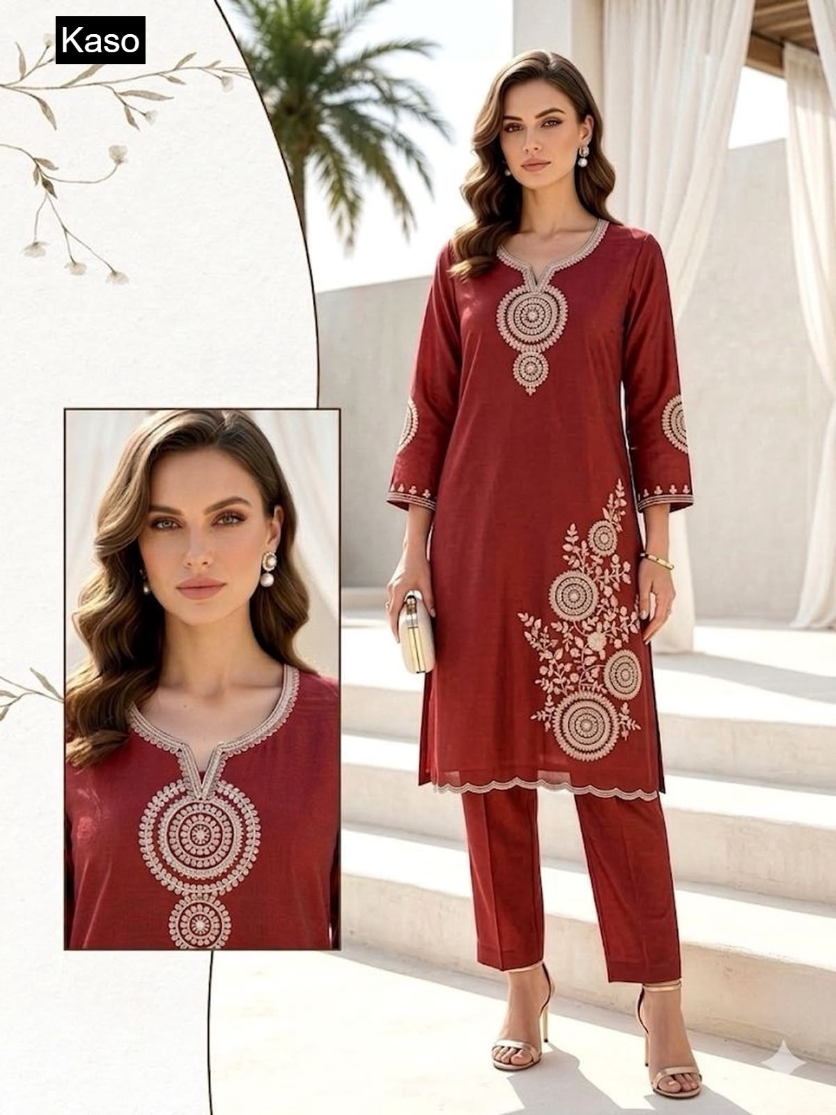 Plain 130626 Kaso Dhabu Cotton Kurti Plazzo Set Manufacturer Gujarat