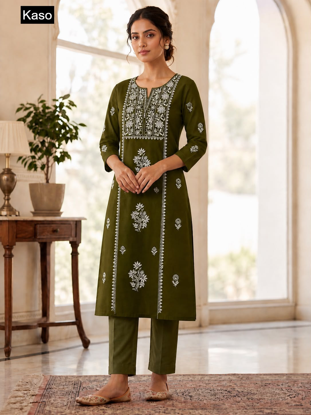 Plain 130626 Kaso Dhabu Cotton Kurti Plazzo Set Manufacturer Gujarat