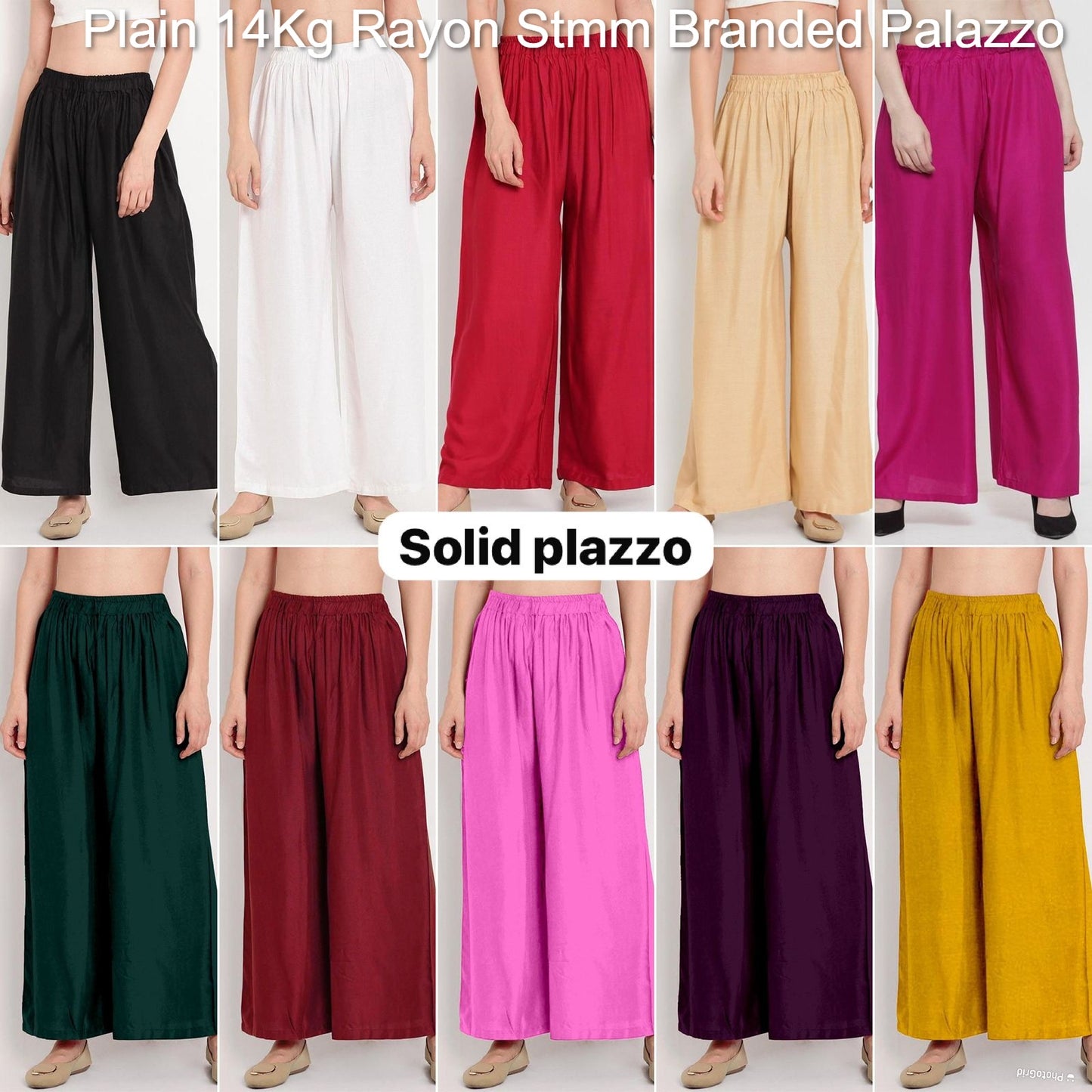 Plain 14Kg Rayon Stmm Branded Palazzo Wholesaler