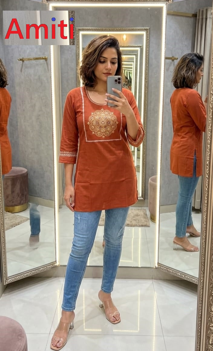 Plain 1504 Amiti Dhabu Cotton Short Kurtis Wholesale