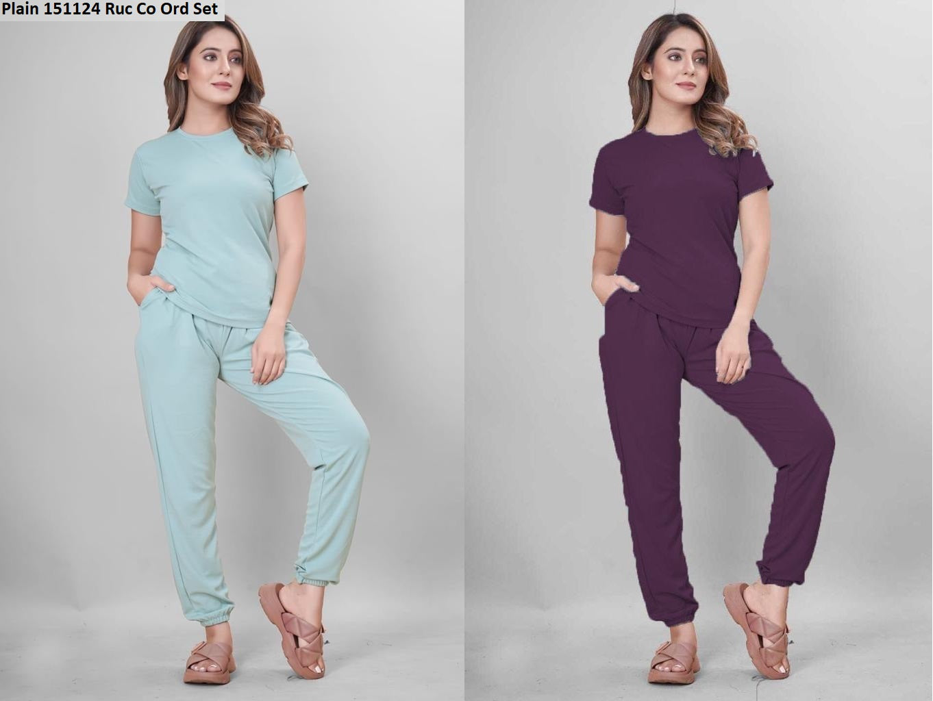 Plain 151124 Ruc Lycra Co Ord Set Wholesale Price