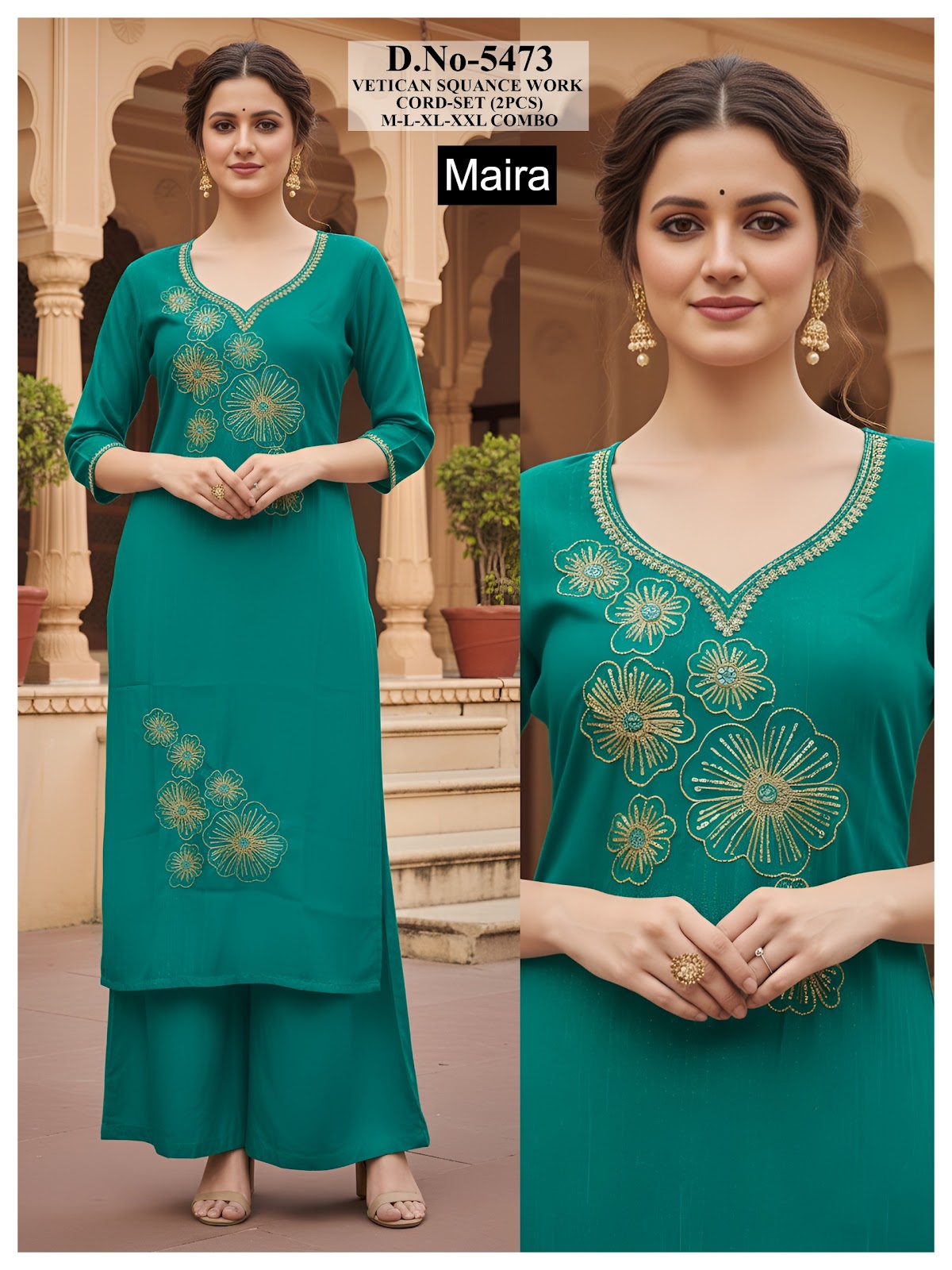 Plain 161225 Maira Vetican Silk Co Ord Set Wholesaler