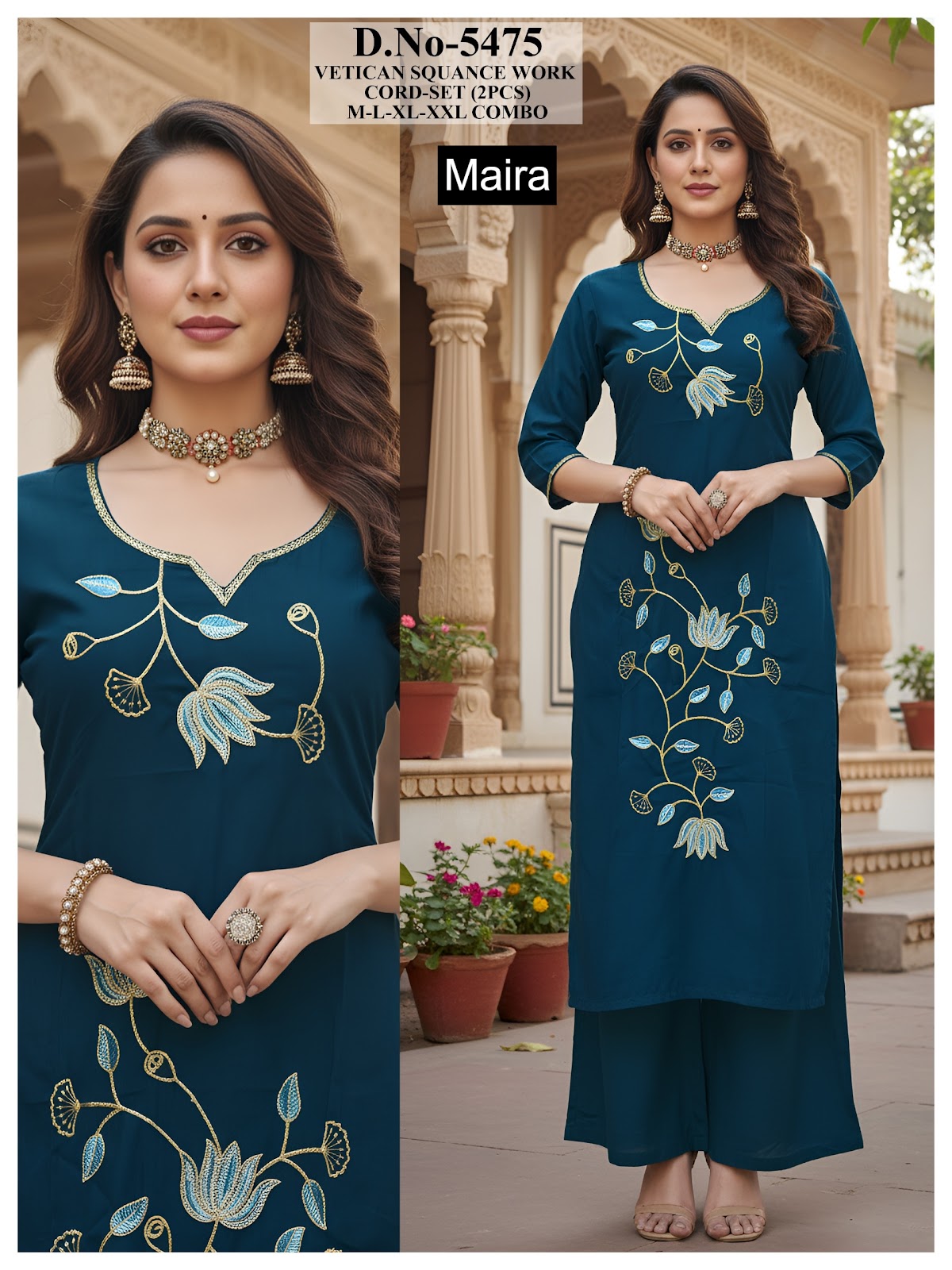 Plain 161225 Maira Vetican Silk Co Ord Set Wholesaler