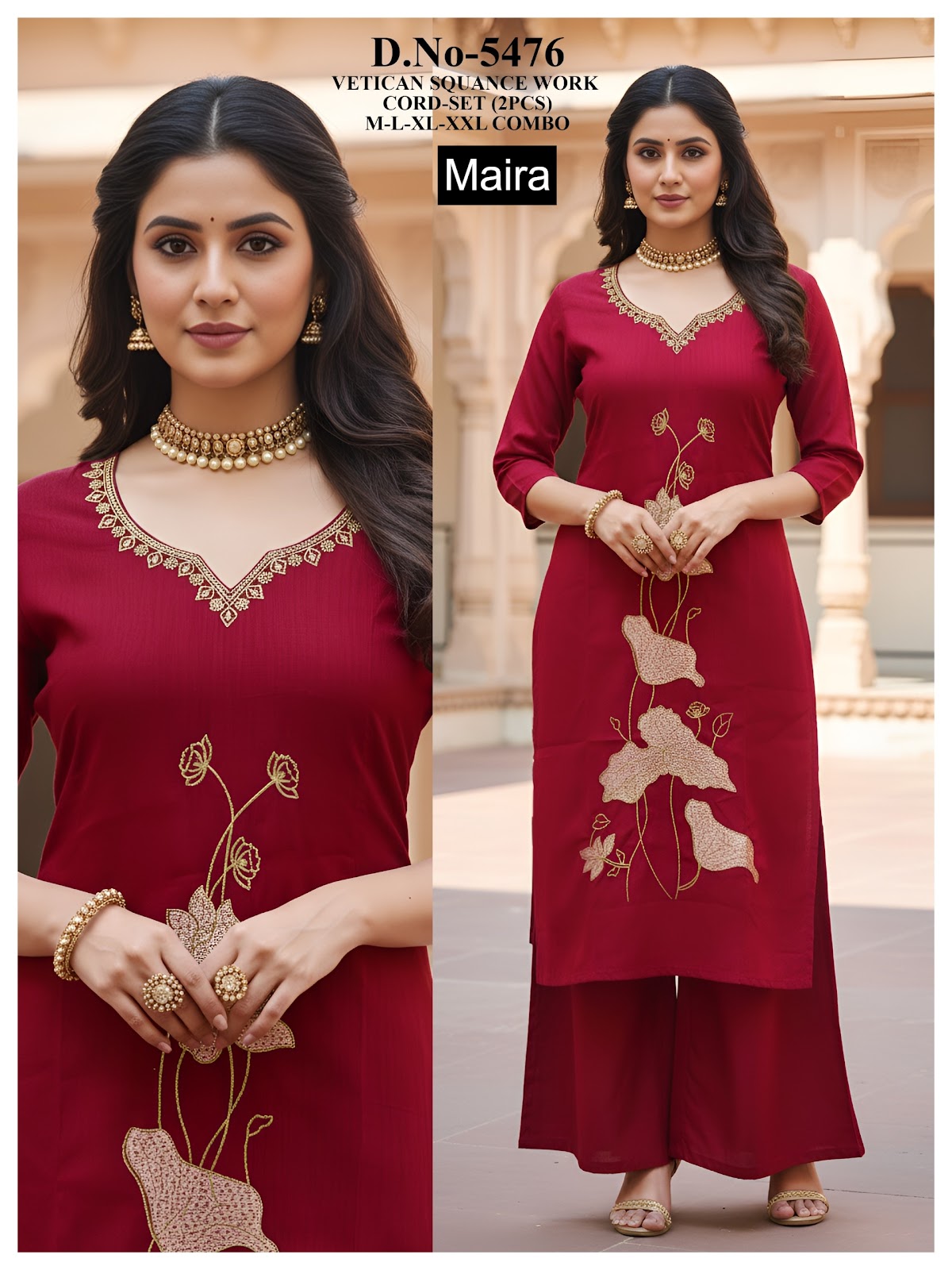 Plain 161225 Maira Vetican Silk Co Ord Set Wholesaler