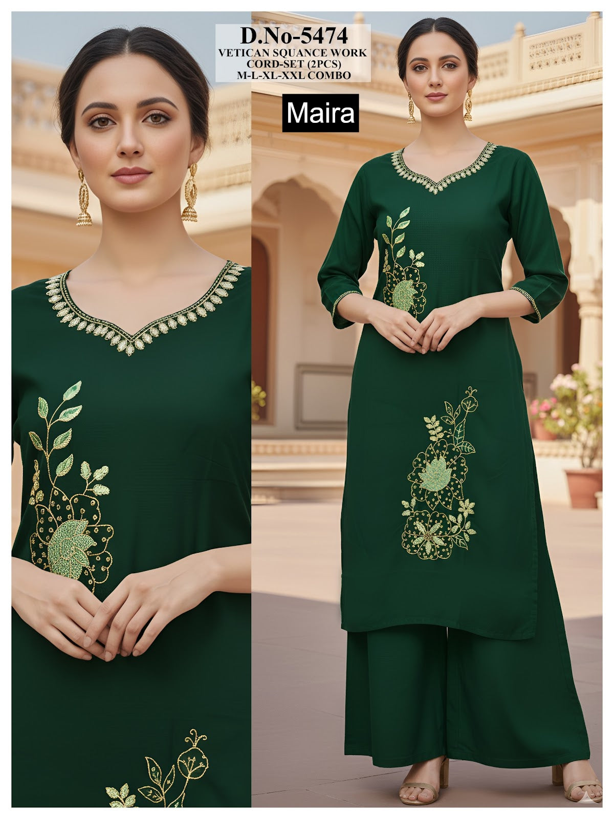 Plain 161225 Maira Vetican Silk Co Ord Set Wholesaler