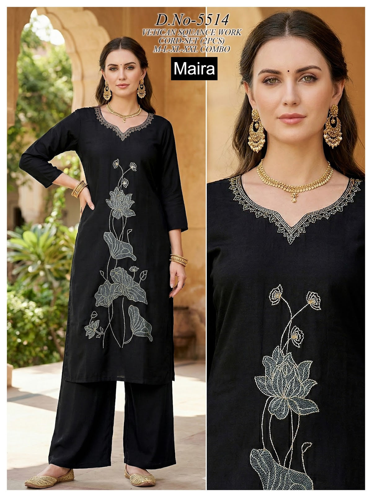 Plain 161225 Maira Vetican Silk Co Ord Set Wholesaler