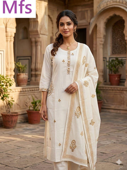 Plain 180726 Mfs Readymade Cotton Pant Suits Wholesaler India