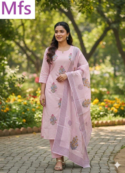 Plain 180726 Mfs Readymade Cotton Pant Suits Wholesaler India
