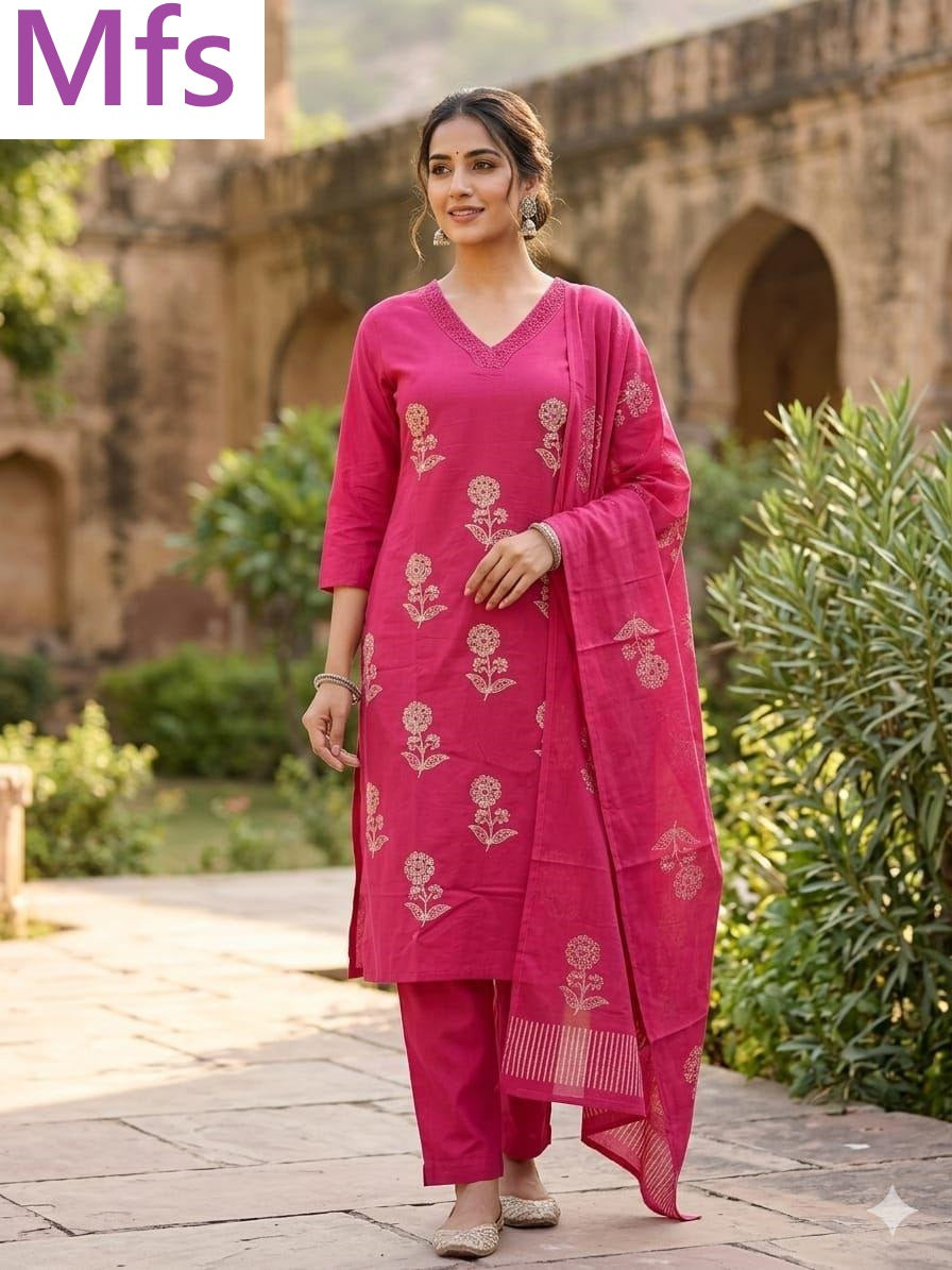 Plain 180726 Mfs Readymade Cotton Pant Suits Wholesaler India