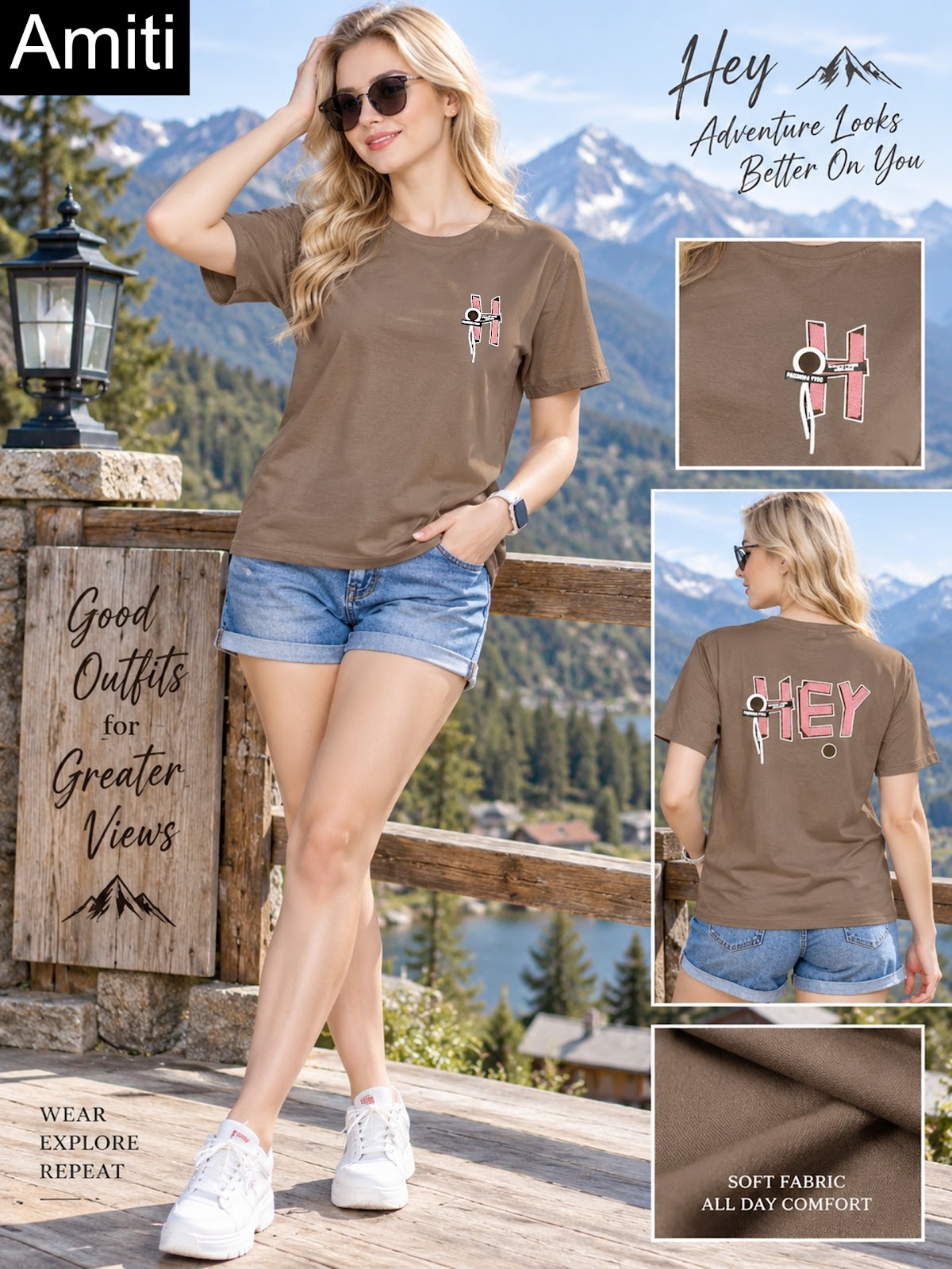 Plain 190926 Amiti Tencil Women Oversized Tshirt Wholesale Rate