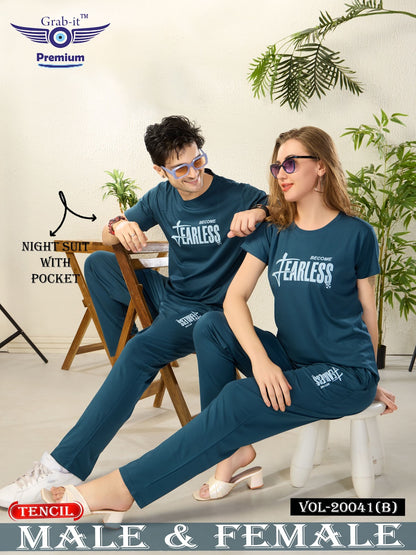 Plain 20041 B Grab It Tencil Pyjama Night Suits Supplier Ahmedabad
