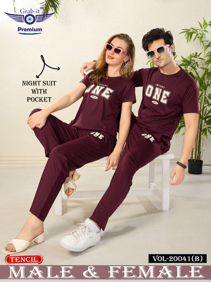 Plain 20041 B Grab It Tencil Pyjama Night Suits Supplier Ahmedabad