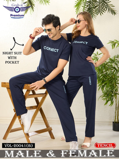 Plain 20041 B Grab It Tencil Pyjama Night Suits Supplier Ahmedabad