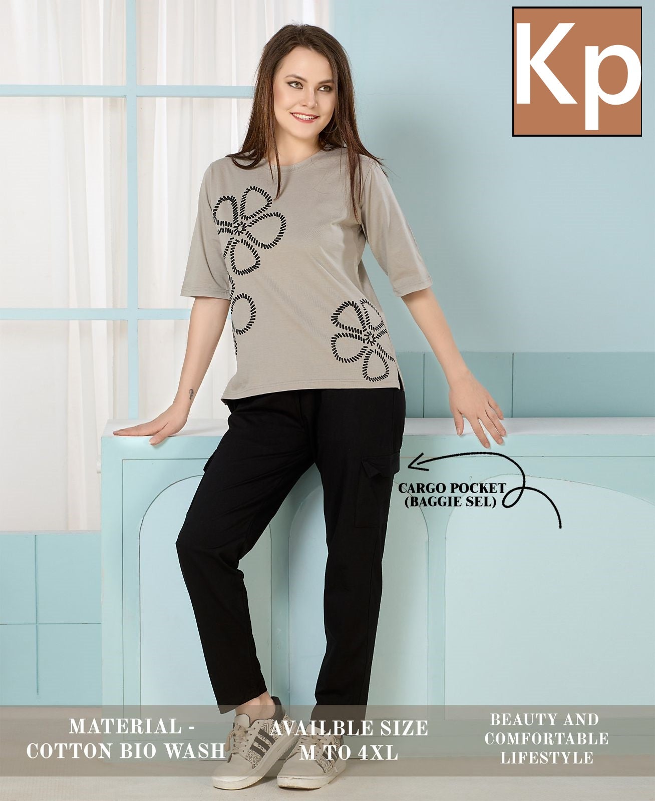 Plain 210426 Kp Cotton Biowashed Pyjama Night Suits Wholesale Price