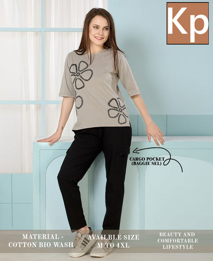 Plain 210426 Kp Cotton Biowashed Pyjama Night Suits Wholesale Price