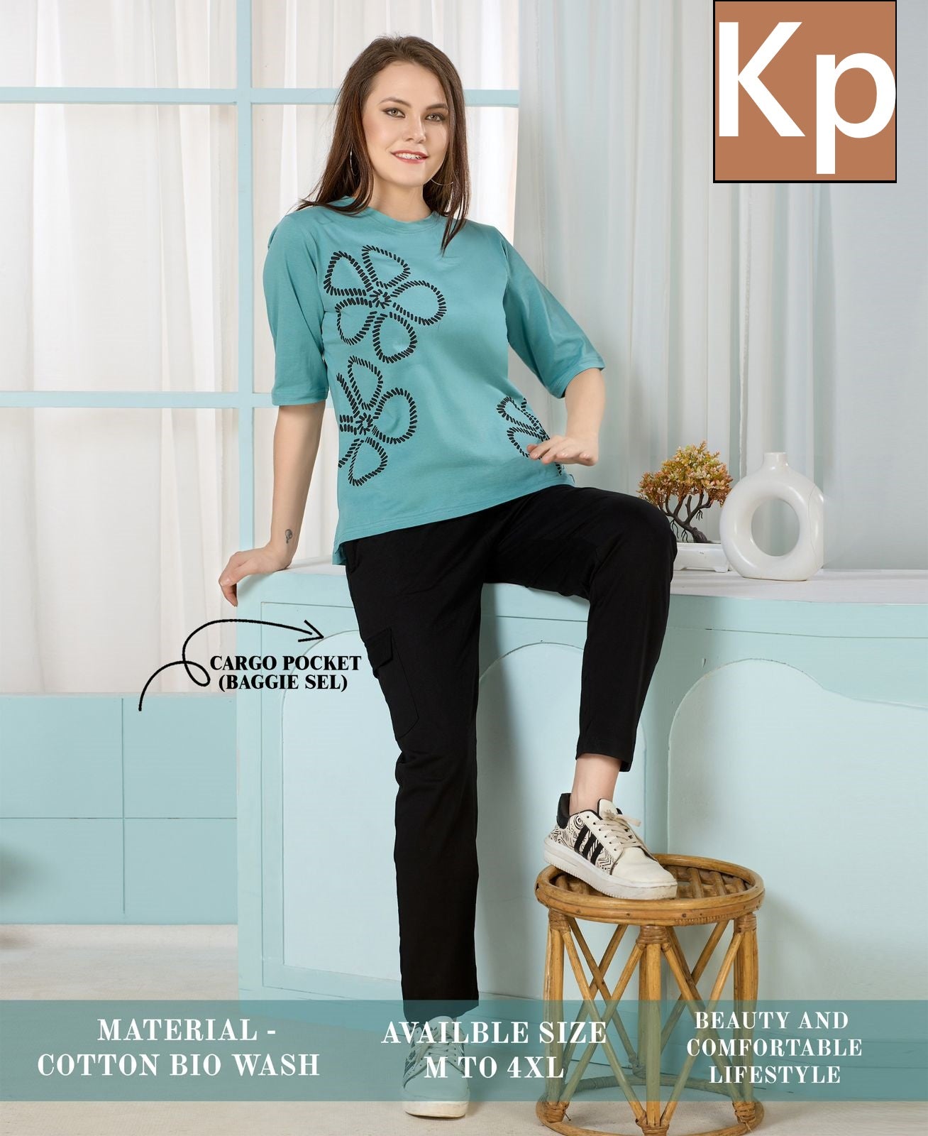 Plain 210426 Kp Cotton Biowashed Pyjama Night Suits Wholesale Price
