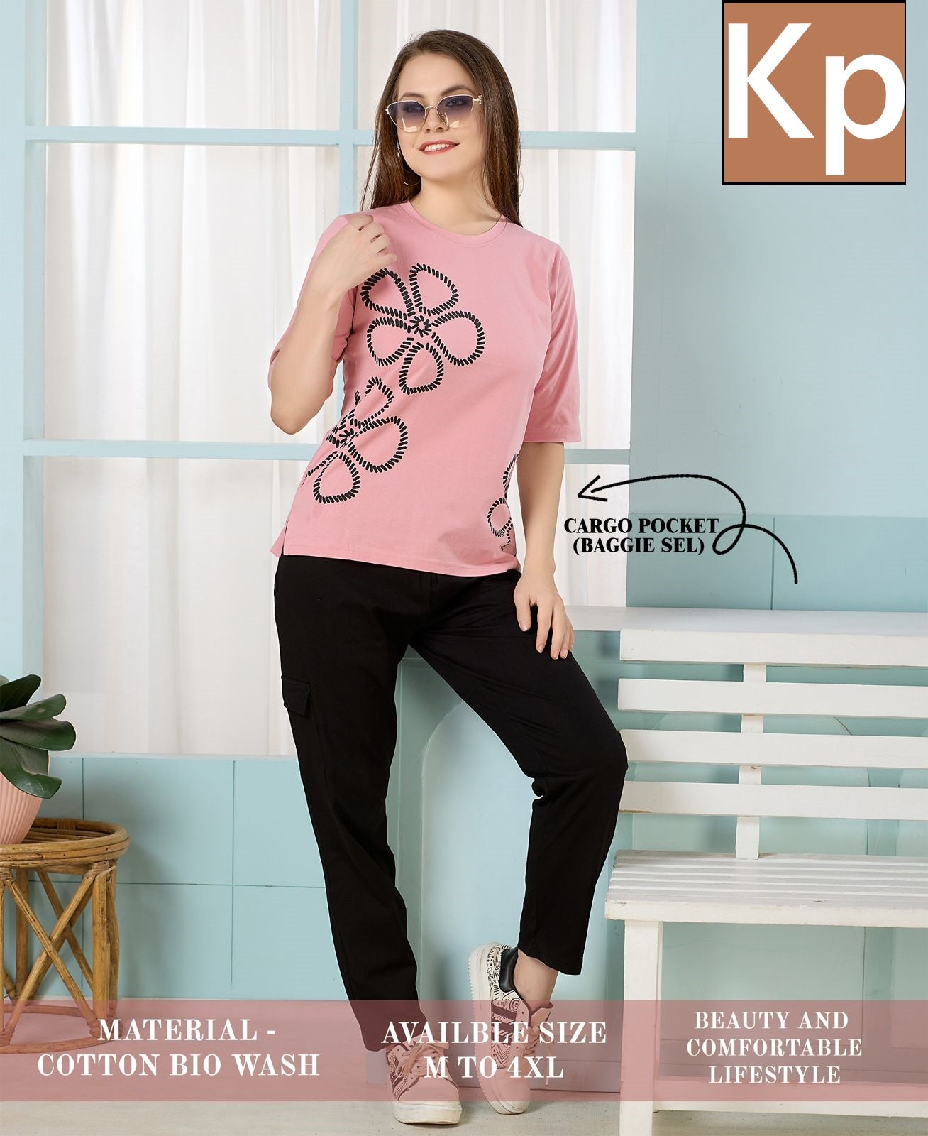 Plain 210426 Kp Cotton Biowashed Pyjama Night Suits Wholesale Price