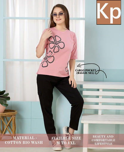Plain 210426 Kp Cotton Biowashed Pyjama Night Suits Wholesale Price