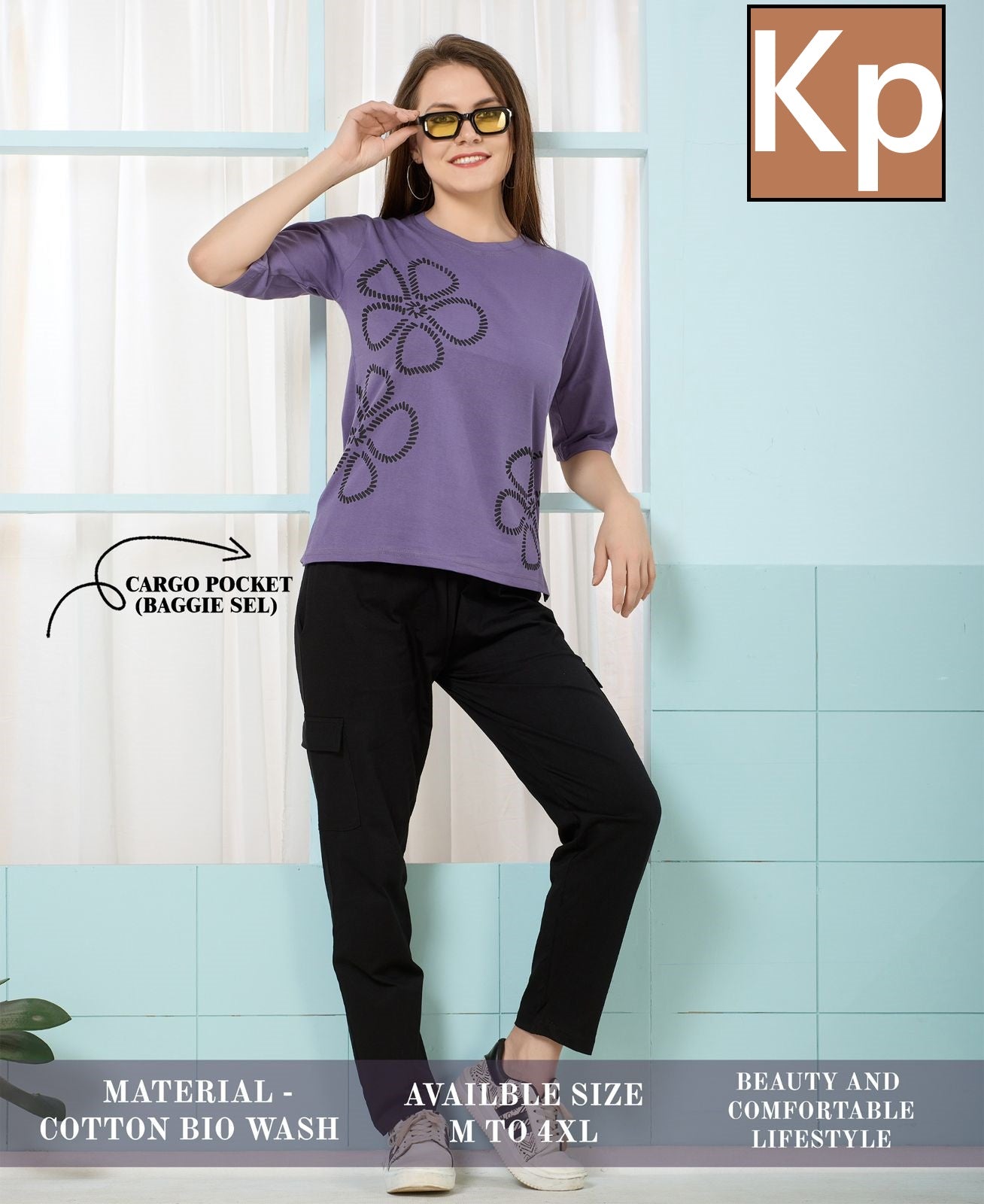 Plain 210426 Kp Cotton Biowashed Pyjama Night Suits Wholesale Price