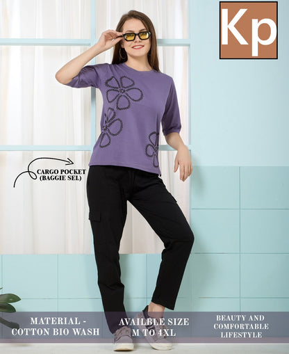 Plain 210426 Kp Cotton Biowashed Pyjama Night Suits Wholesale Price