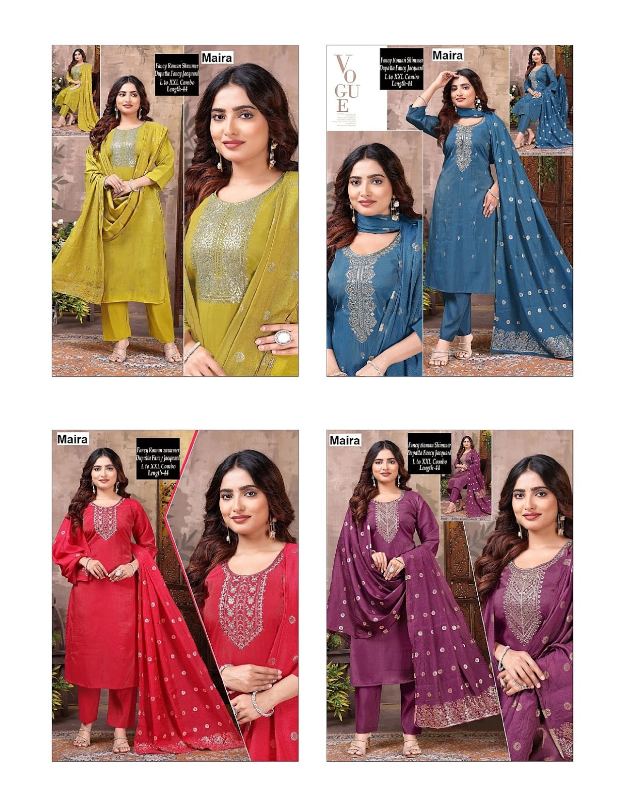 Plain 210725 Maira Roman Simmer Readymade Pant Style Suits Wholesaler India