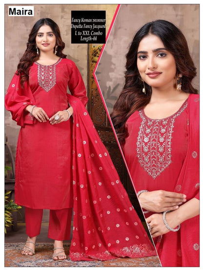 Plain 210725 Maira Roman Simmer Readymade Pant Style Suits Wholesaler India