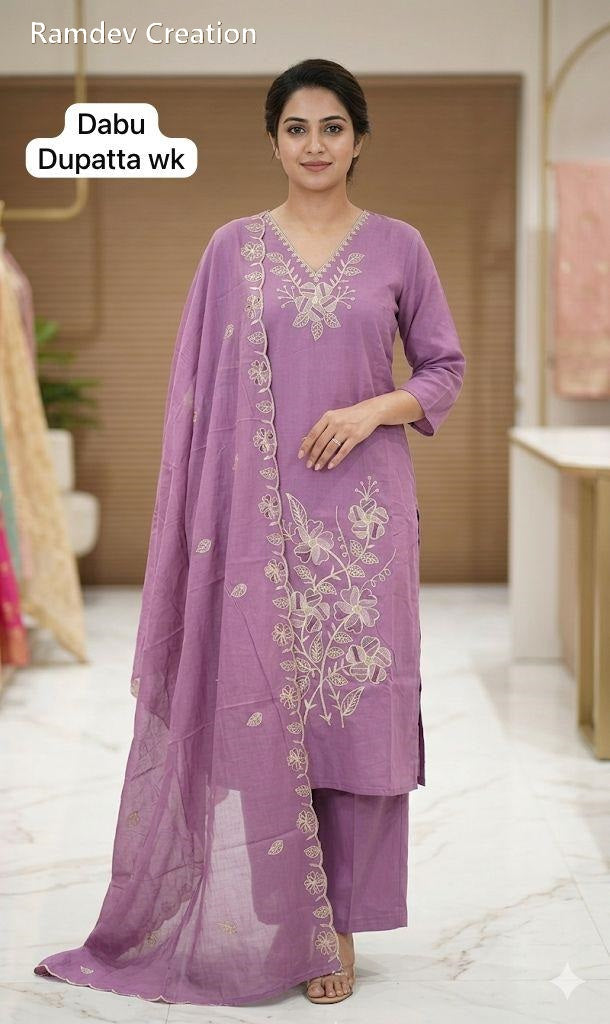 Plain 210826 Ramdev Creation Dhabu Readymade Cotton Pant Suits Manufacturer Gujarat