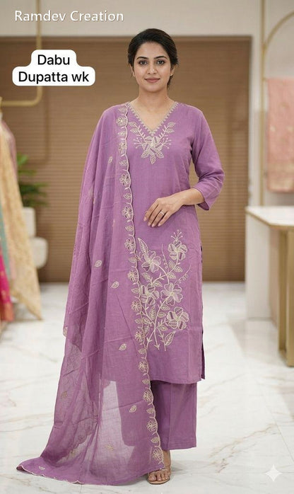 Plain 210826 Ramdev Creation Dhabu Readymade Cotton Pant Suits Manufacturer Gujarat