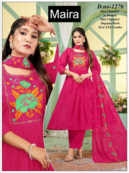 Plain 221225 Maira Chanderi Readymade Anarkali Suits Manufacturer